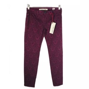 Sneak Peek Red Pattern Skinny Jeans Size 1 junior